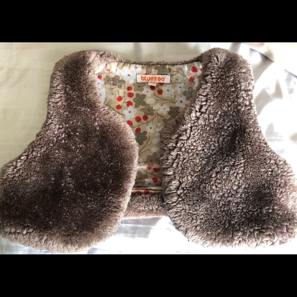 Bluezoo Girls Vest Faux Fur Brown Size 12-18months